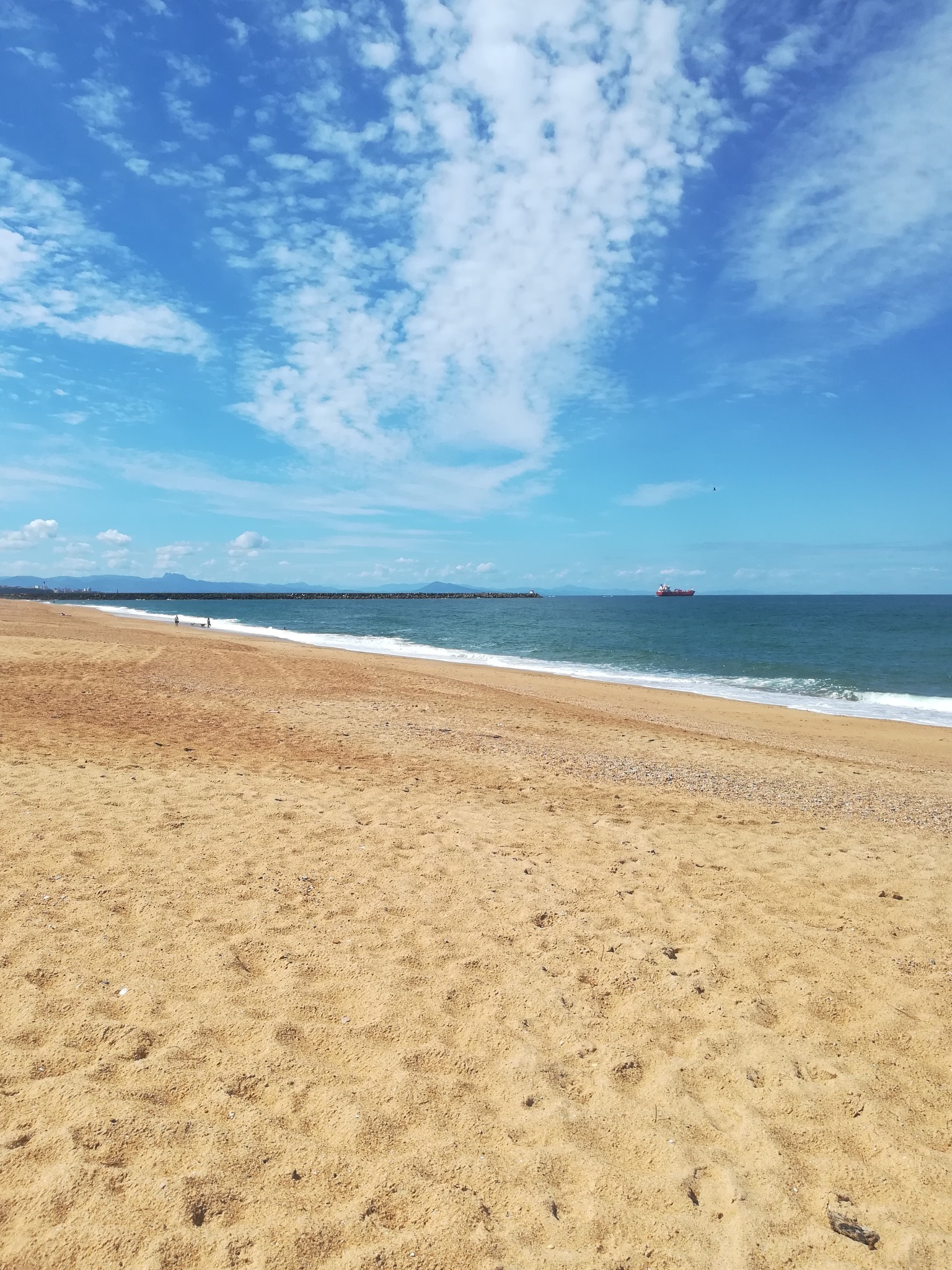 Plage et océan sous un grand ciel bleu